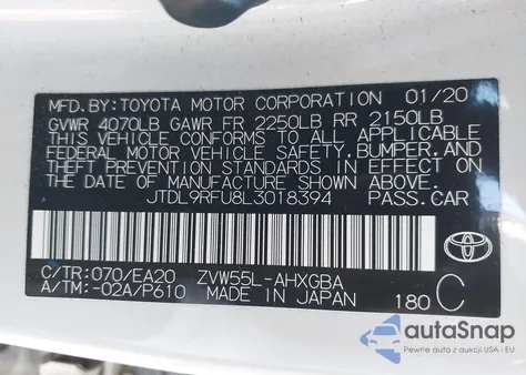 2020 Toyota Prius Xle Awd-E from USA, damaged, VIN JTDL9RFU8L3018394